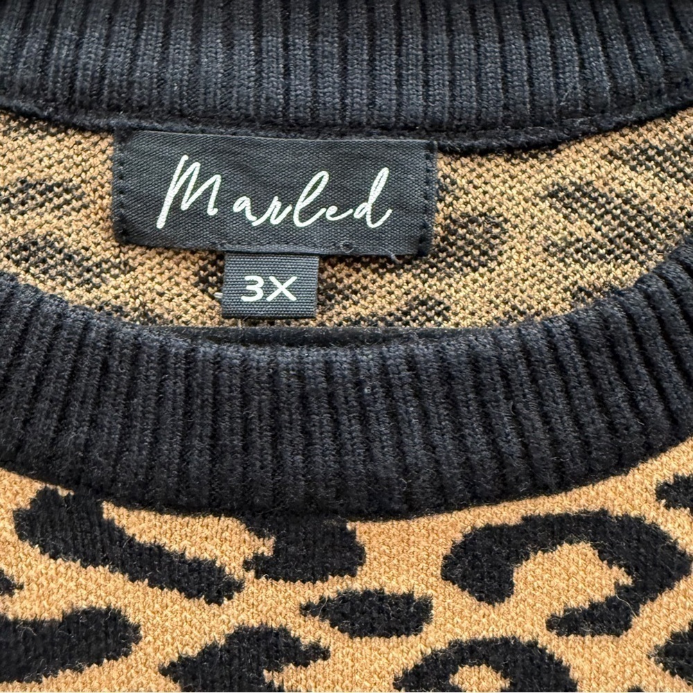 Marled Animal Print Sweater Size 3X Top Womens Fall Winter - Picture 3 of 6